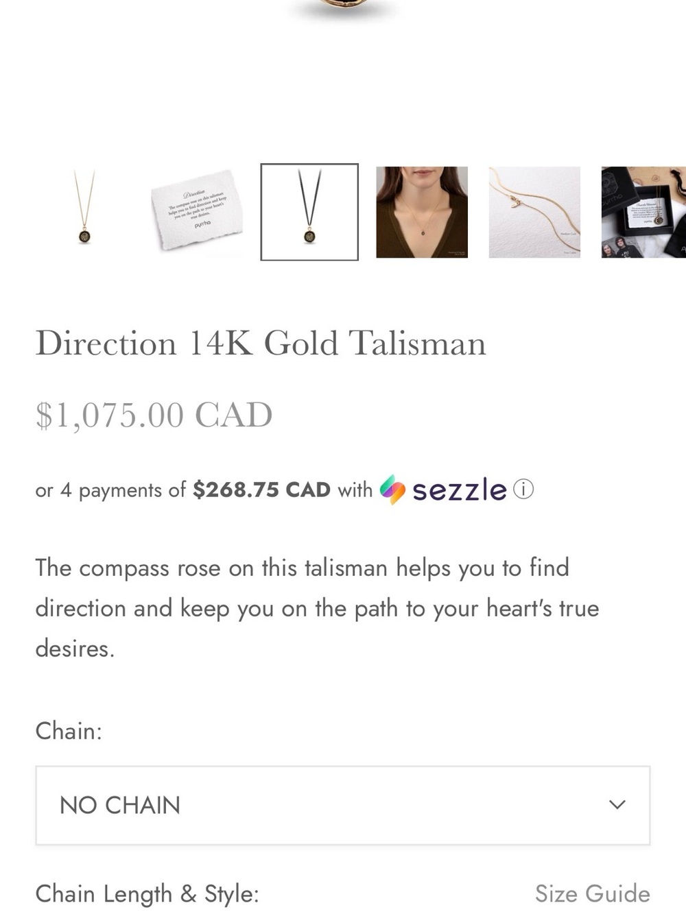Direction 14K Gold Compass Talisman Necklace - Gold